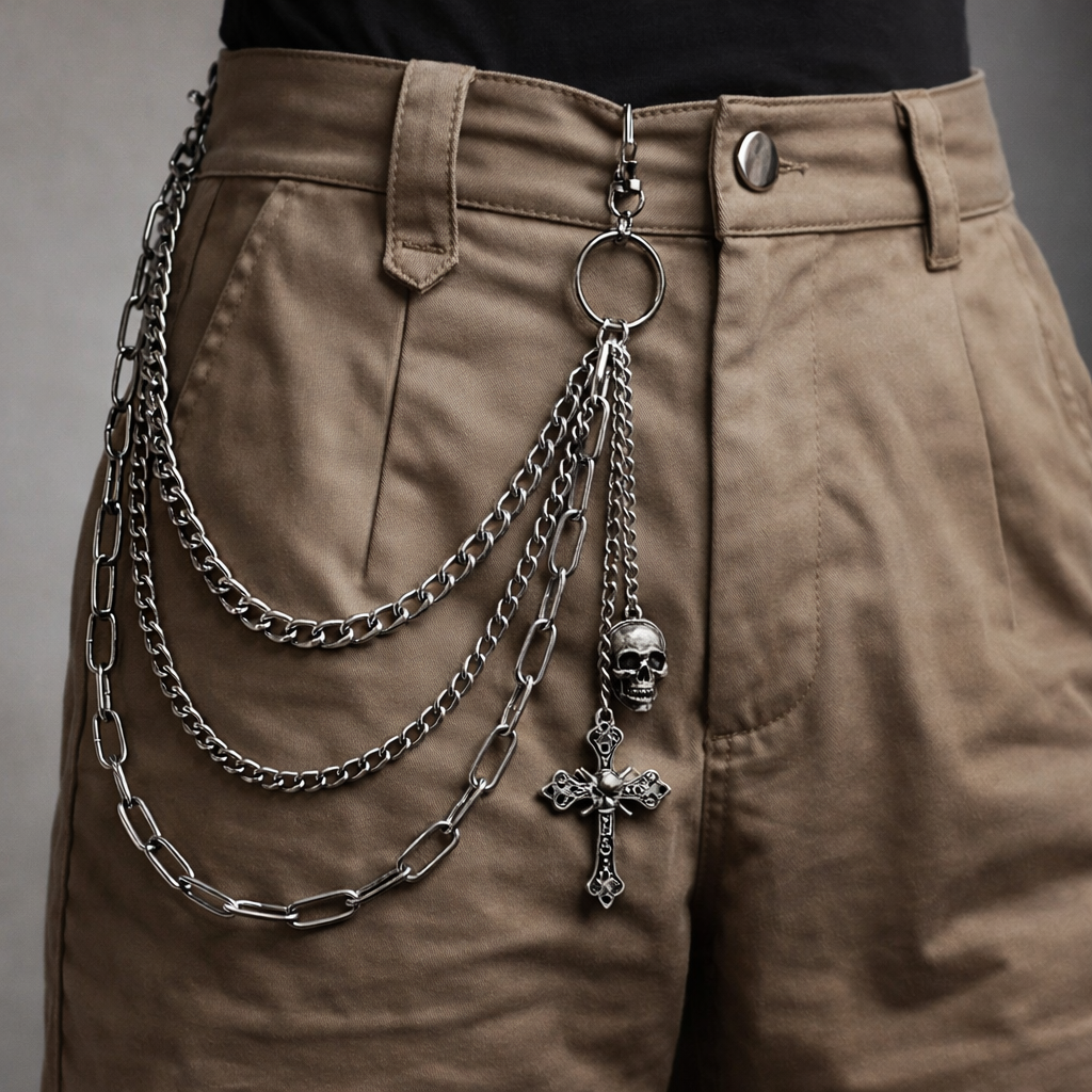 Multi-Layer Chain Pant Charm (Skull + Cross)